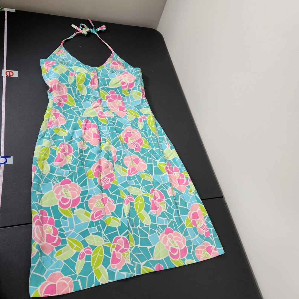 Lilly Pulitzer Rose Silk Blend Cote D'Azur Mosaic Dress Size‎ 8 Womens Halter - Picture 2 of 7